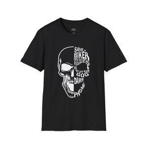 Skull Motorcycle T‑Shirt — "Save a Biker" Graphic Tee
