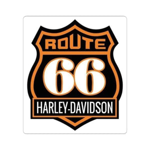 Route 66 Harley-Davidson Kiss-Cut Sticker — Retro Motorcycle Emblem