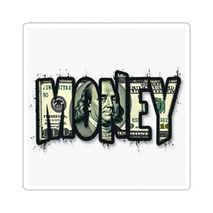 Money Graphic Sticker — Bold Cash Typography Kiss-Cut Sticker