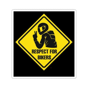 Respect for Bikers Sticker — Yellow Road Sign Motorcycle Decal