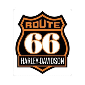 Route 66 Harley-Davidson Kiss-Cut Sticker — Retro Motorcycle Emblem